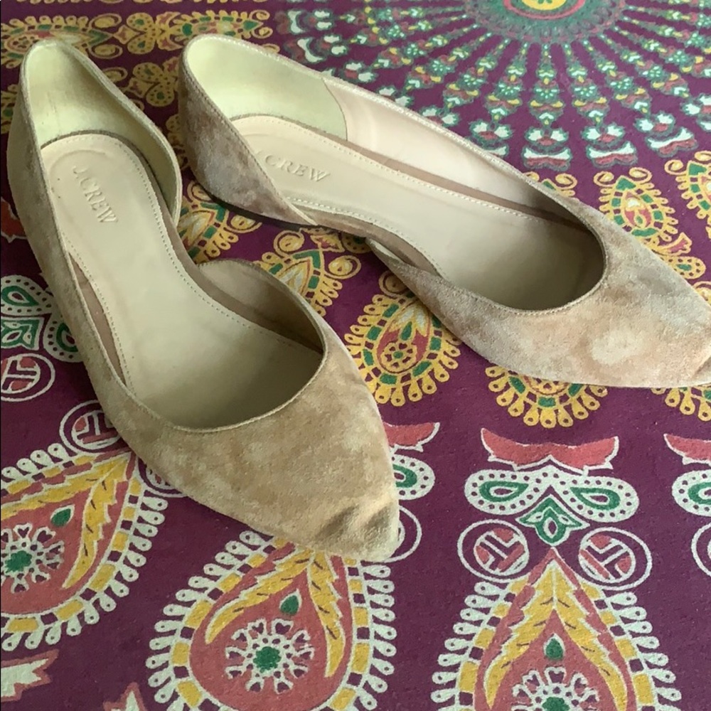 J.Crew Suede D’Orsay Pointed Toe Flats Blush Tan Size 8